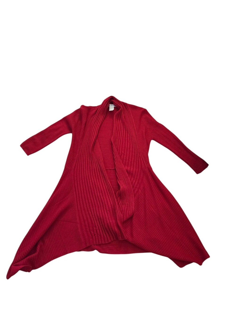 Say What red 3/4 sleeve open ribbed cardigan, M. EUC.